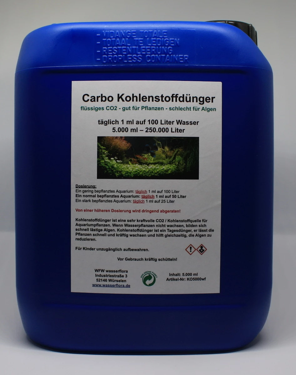 5 Liter Kanister Carbo Kohlenstoffdünger Für 250.000 Liter Wasser, Flüssiges CO2 - Gut Für Pflanzen - Schlecht Für Algen
